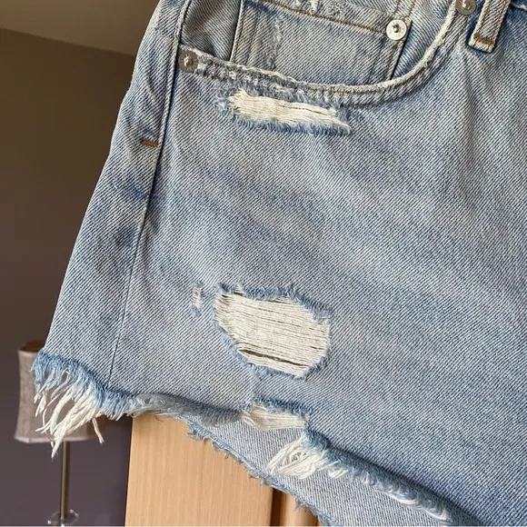 AGOLDE parker cut off denim shorts bitter light blue