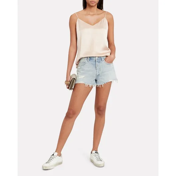AGOLDE parker cut off denim shorts bitter light blue