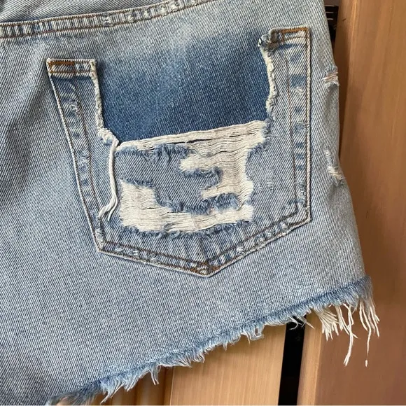 AGOLDE parker cut off denim shorts bitter light blue