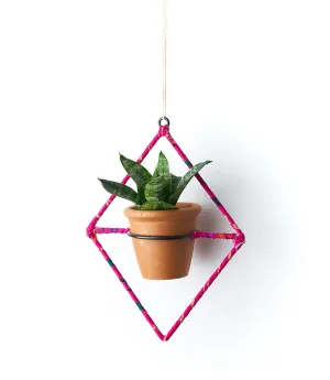 Air Element Diamond Hanging Planter with Terracotta Pot