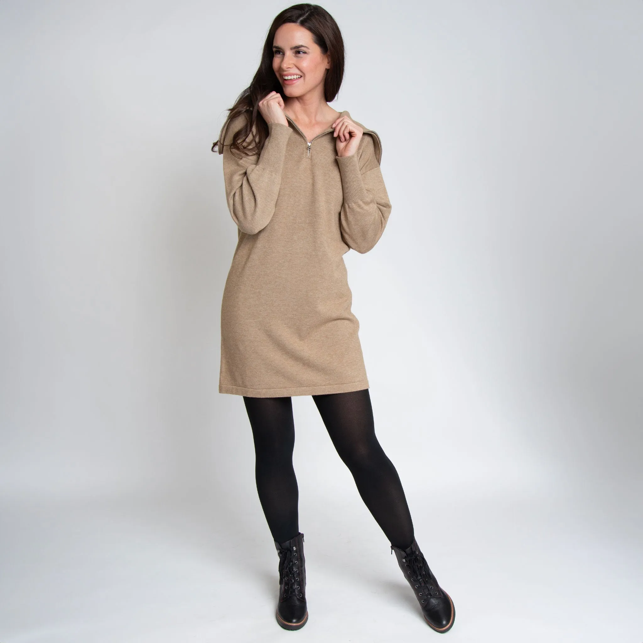 Alessia Quarter Zip Sweatshirt Dress