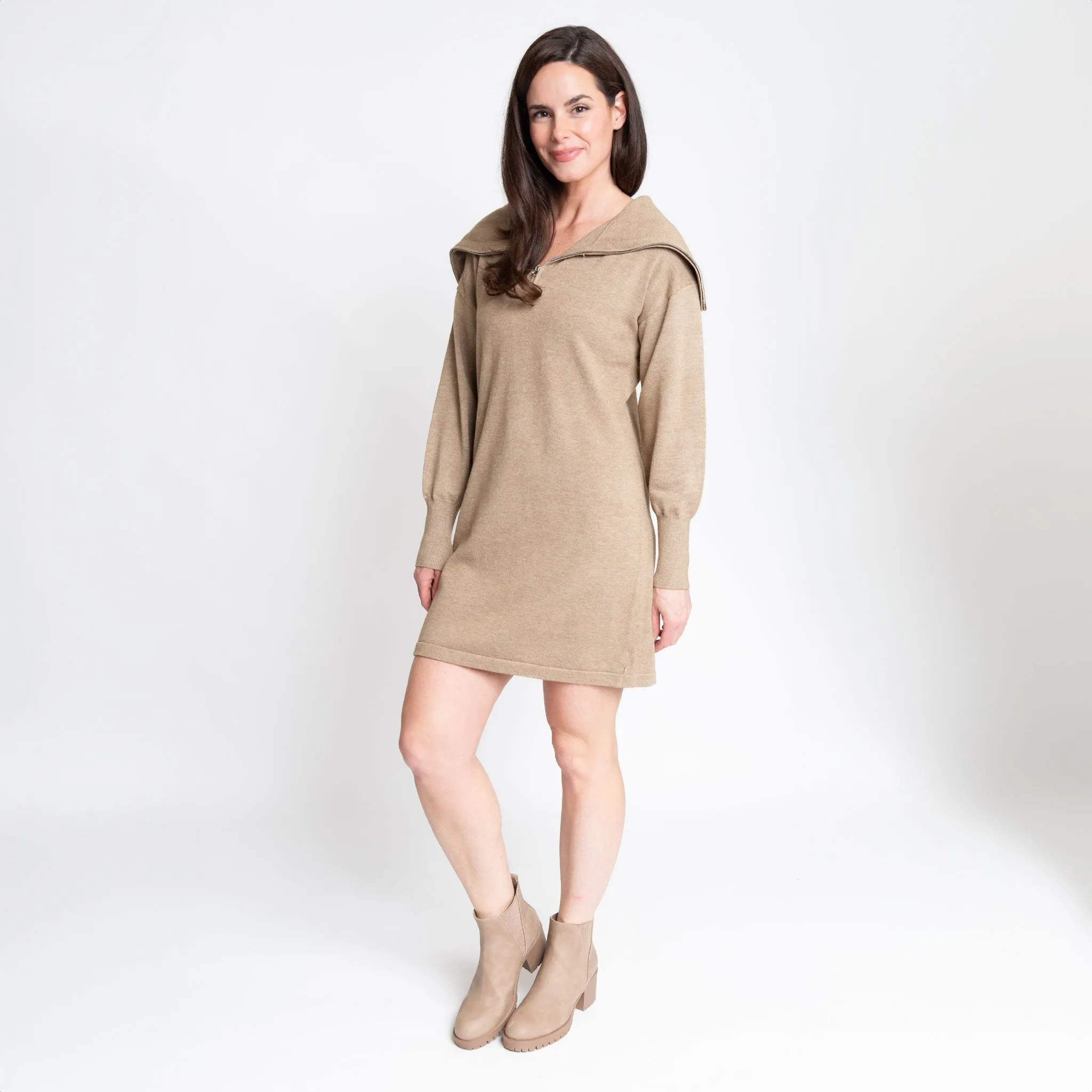 Alessia Quarter Zip Sweatshirt Dress