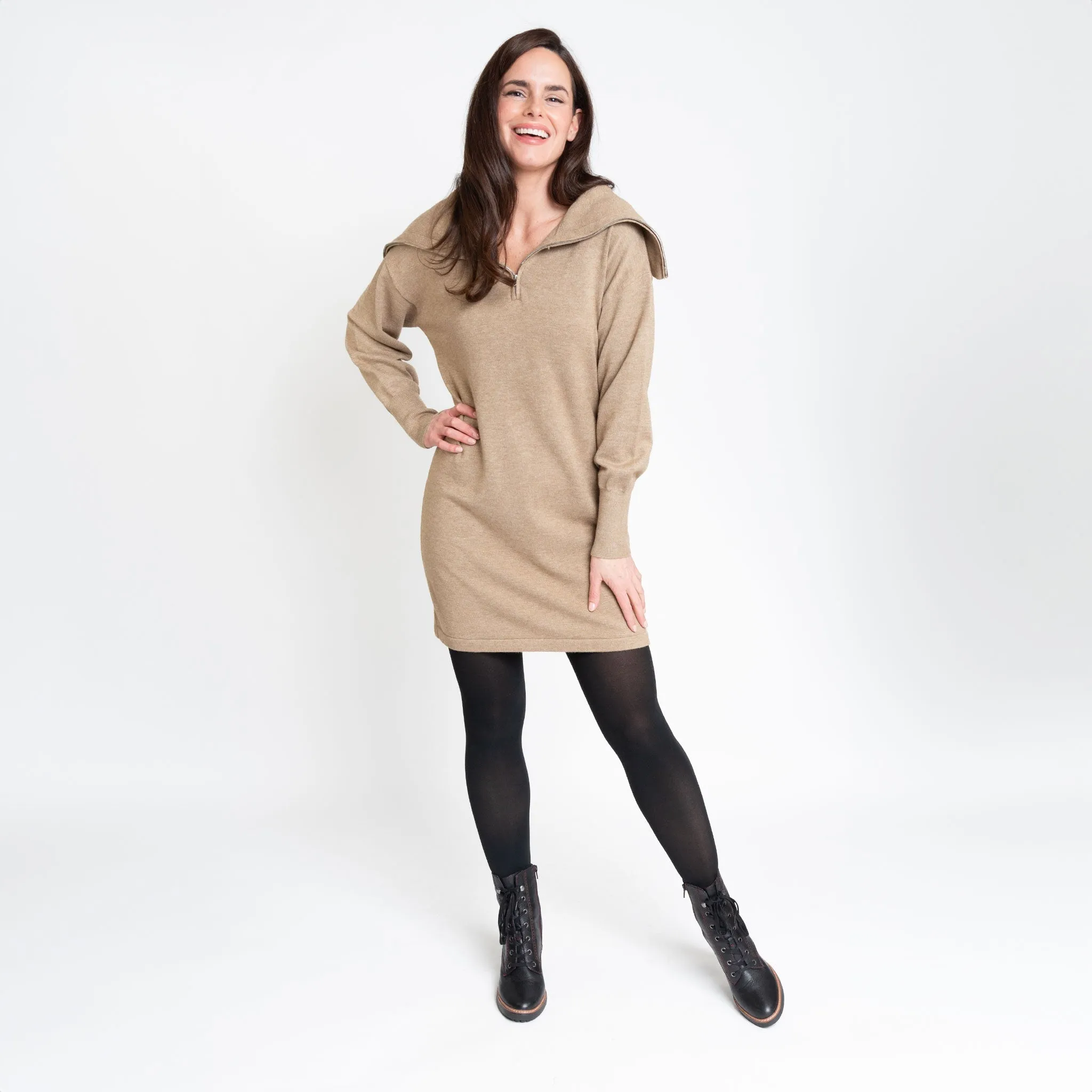 Alessia Quarter Zip Sweatshirt Dress