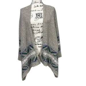American Eagle Draped Oversized Open Cardigan Bohemian Aztec Size M Grey/Cream