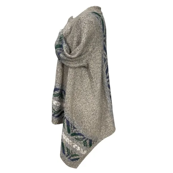 American Eagle Draped Oversized Open Cardigan Bohemian Aztec Size M Grey/Cream
