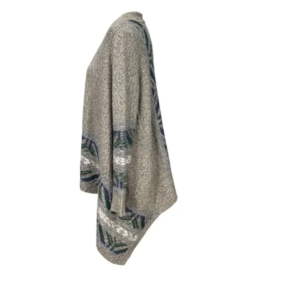 American Eagle Draped Oversized Open Cardigan Bohemian Aztec Size M Grey/Cream