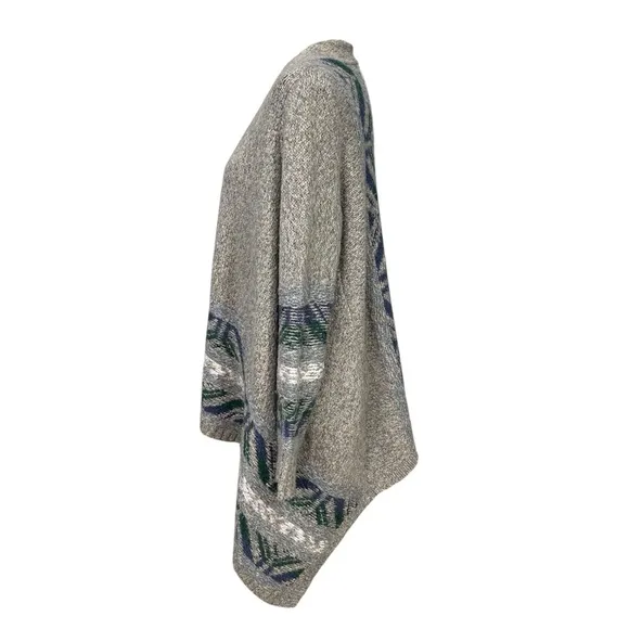 American Eagle Draped Oversized Open Cardigan Bohemian Aztec Size M Grey/Cream