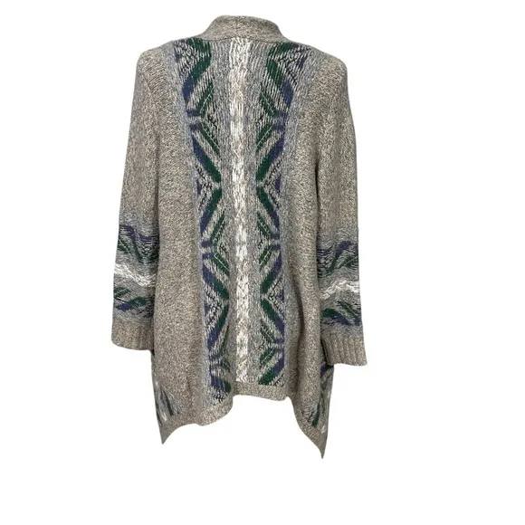 American Eagle Draped Oversized Open Cardigan Bohemian Aztec Size M Grey/Cream