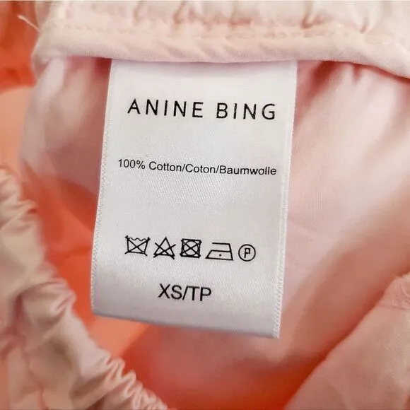Anine Bing Light Baby Pink Liam Cotton Boxer Shorts Sleep Loungewear Size XS