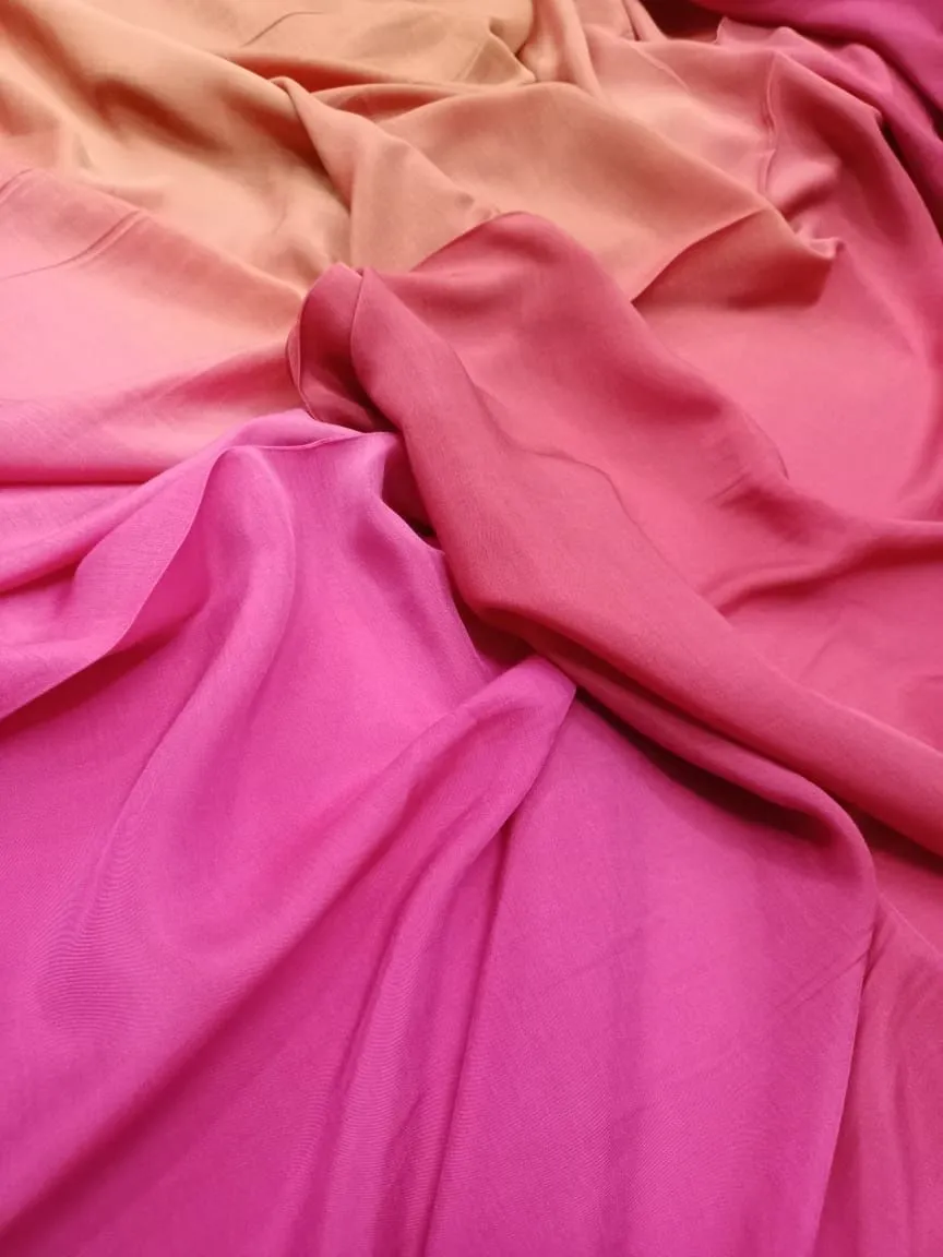 Artisanal Hand Dyed Soft Modal Muslin Mul Silk Ombre Shaded Fabric