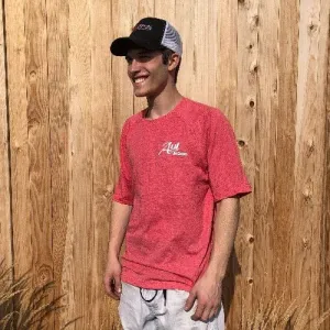Aul Bat Co. Deep Red Electric Heather Tee