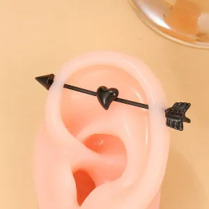 Black Heart & Arrow Ear Cuff