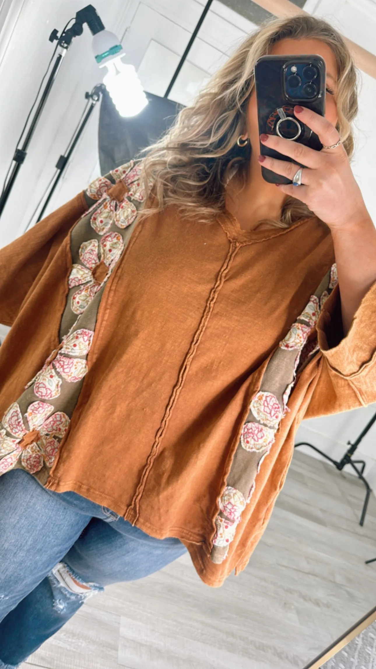 Bloom Into You Floral Boho Top, Camel