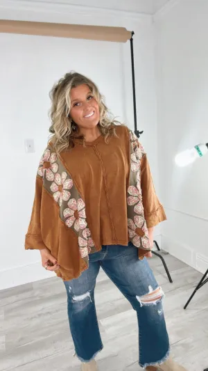 Bloom Into You Floral Boho Top, Camel