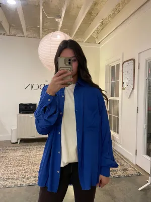 Blue Oversized Button Down