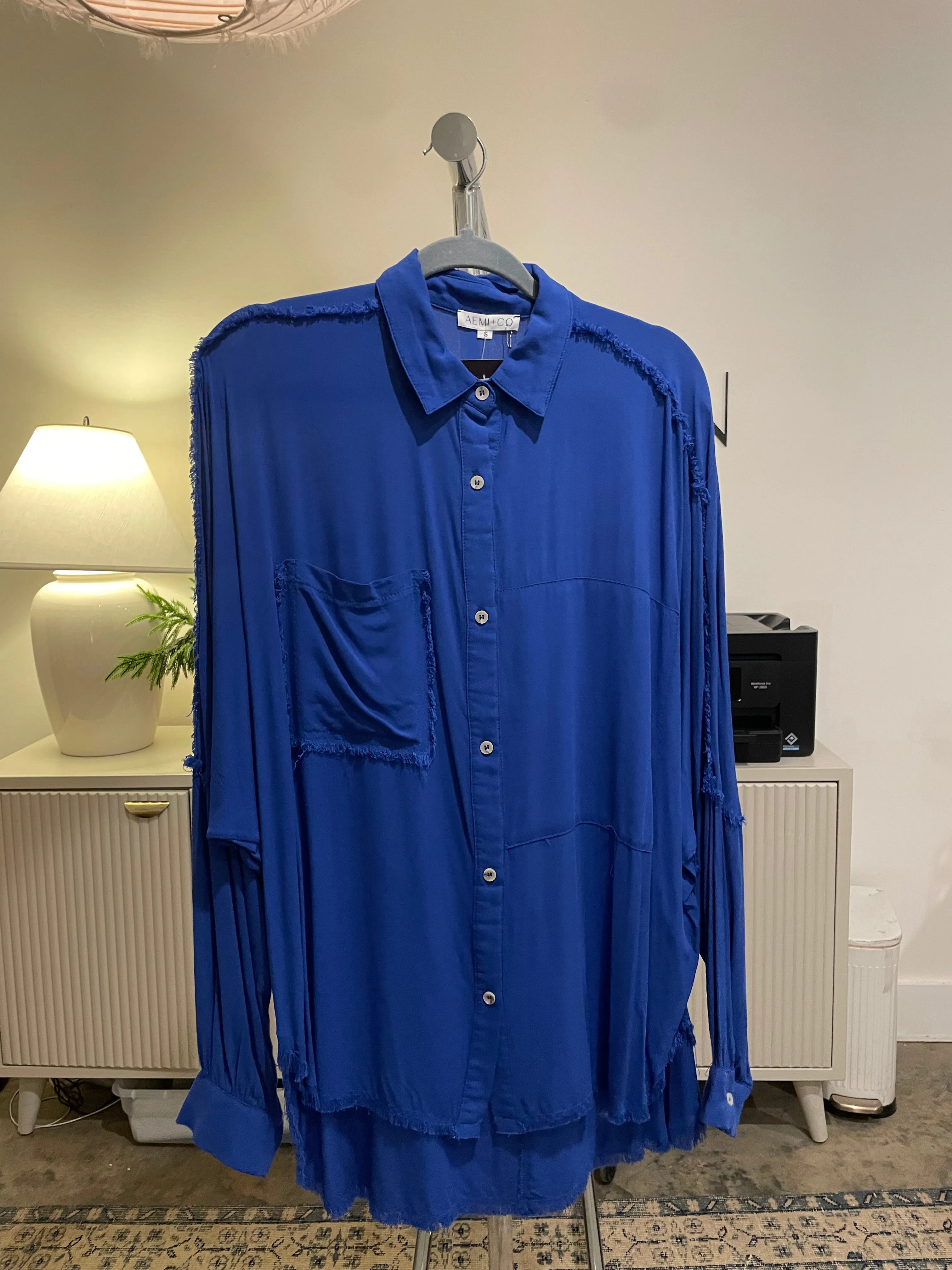 Blue Oversized Button Down