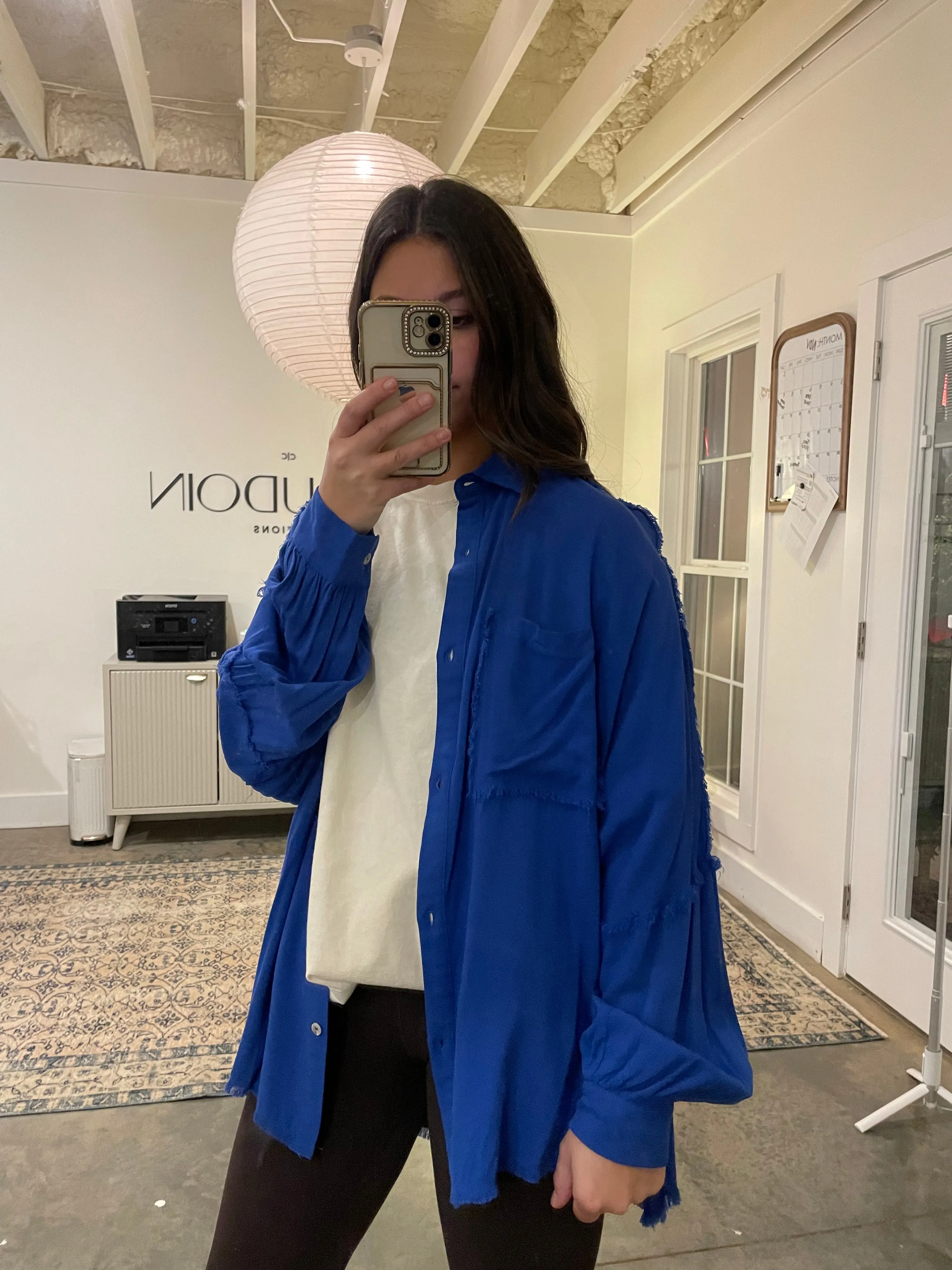 Blue Oversized Button Down