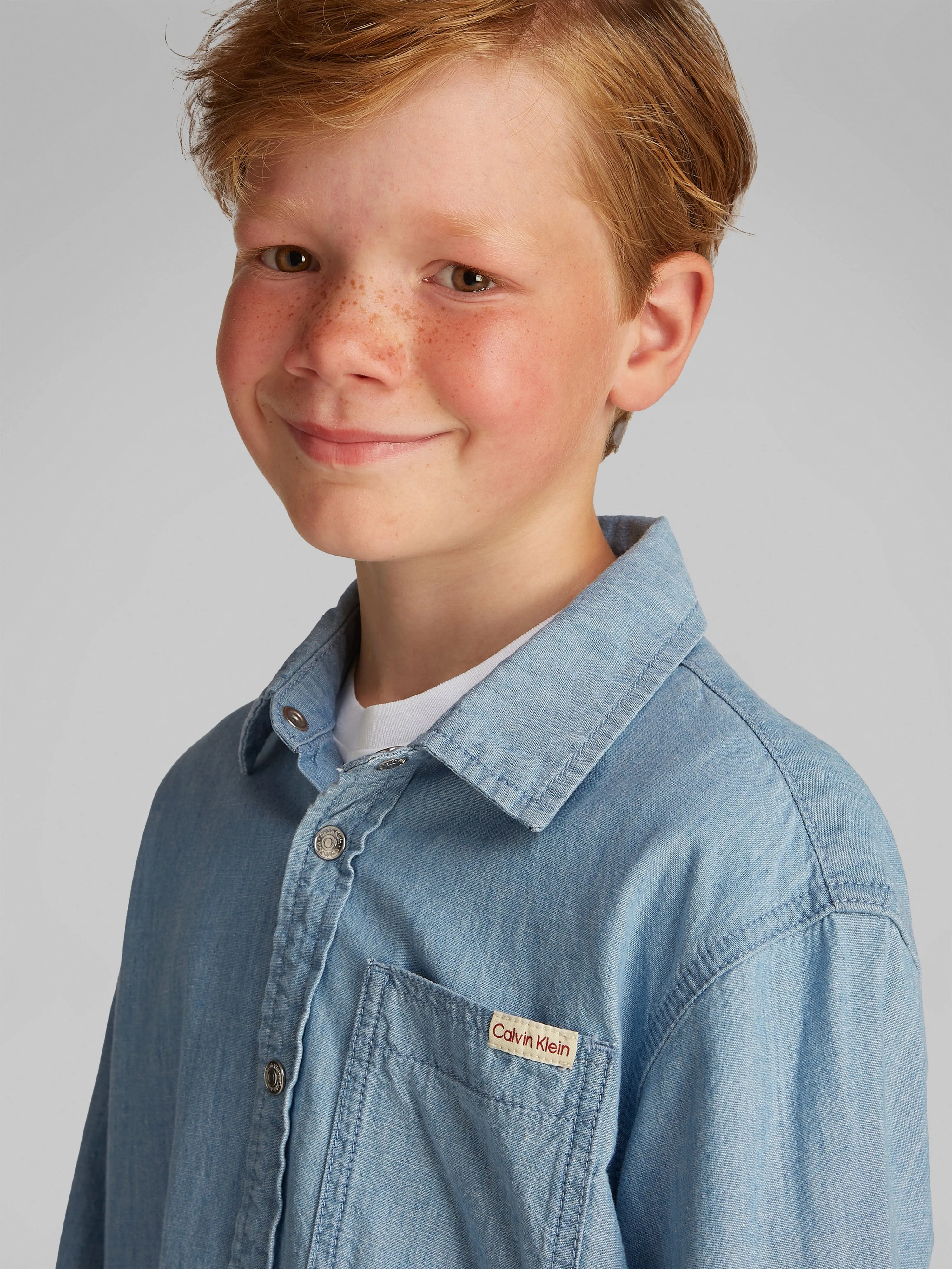 Boys Relaxed Chambray Shirt in Blue