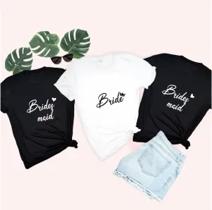 Bridesmaids and Bride Queen Crown Graphic T-shirts