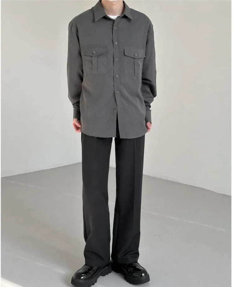 Brushed Texture Soft Long-Sleeved Shirt