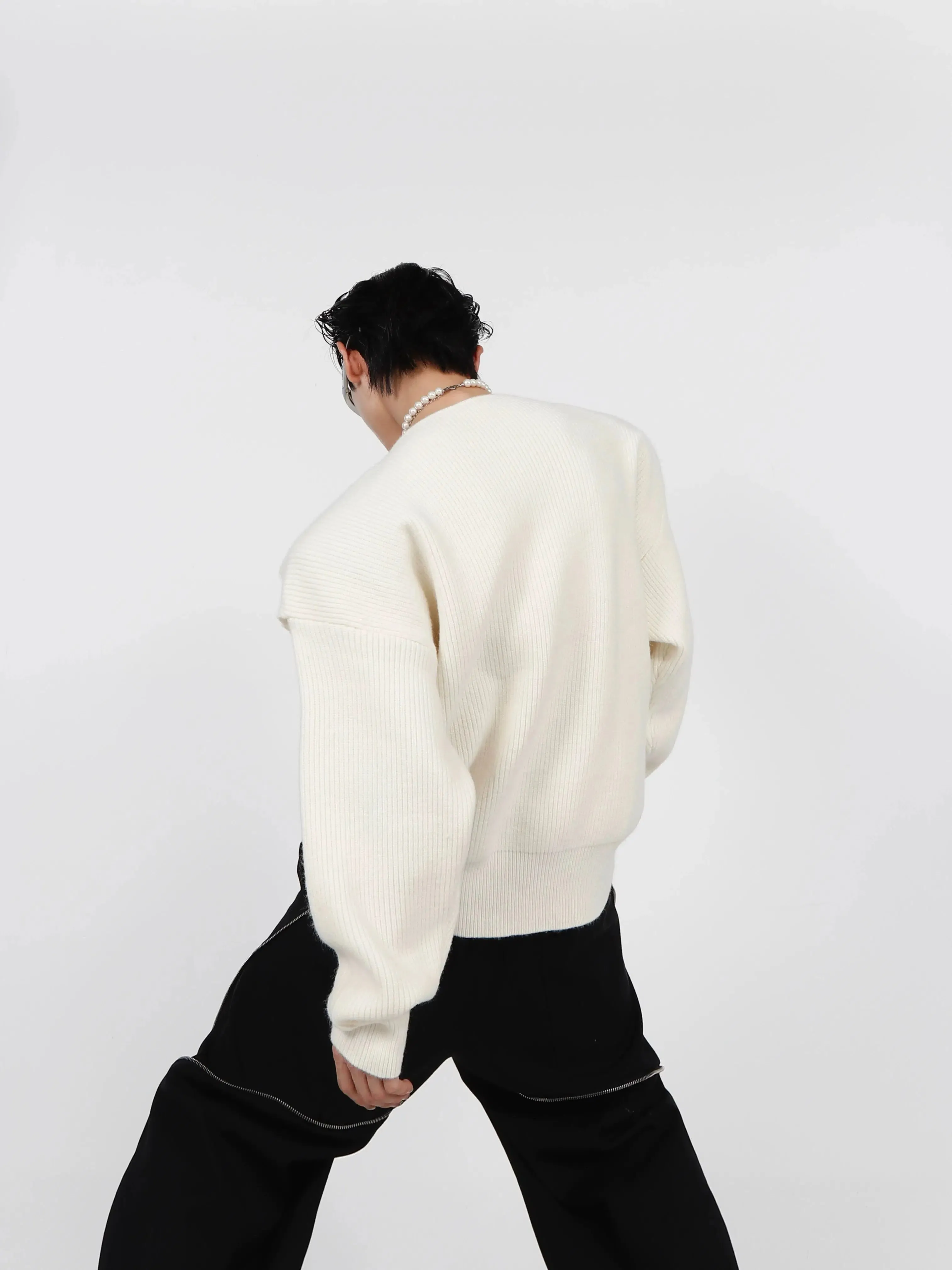 Buckle Hollow Knitted Sweater