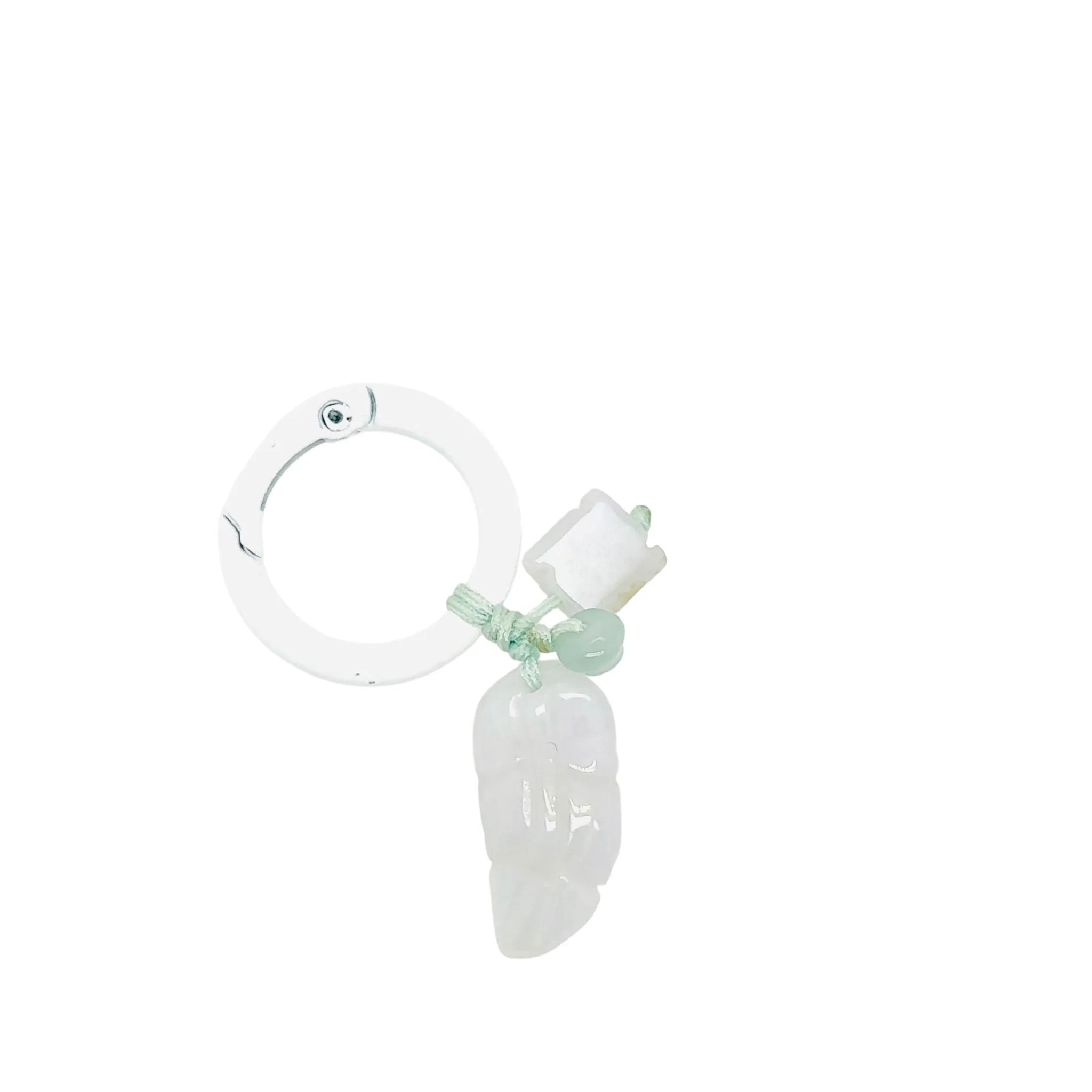 Burmese Jadeite Feather/Angel Wings, Mini Bi & Buddha's Heart Keyring Charm