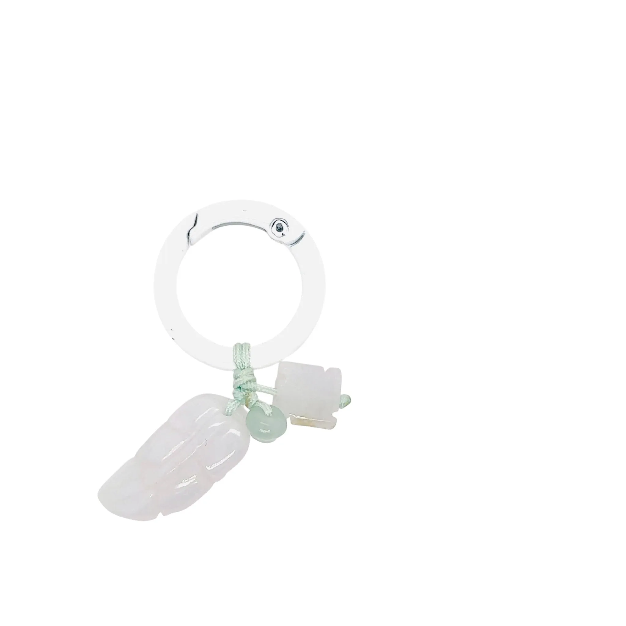 Burmese Jadeite Feather/Angel Wings, Mini Bi & Buddha's Heart Keyring Charm