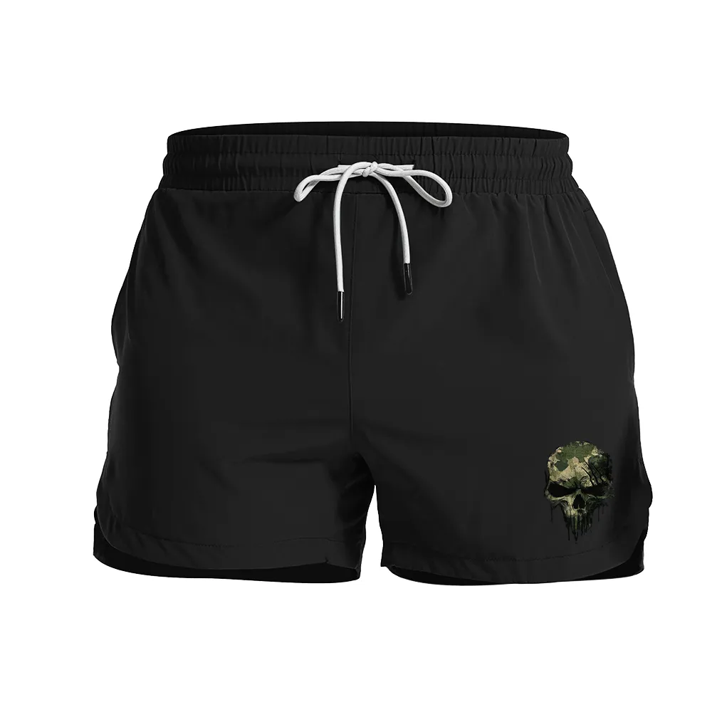 Camo Skull Graphic Shorts