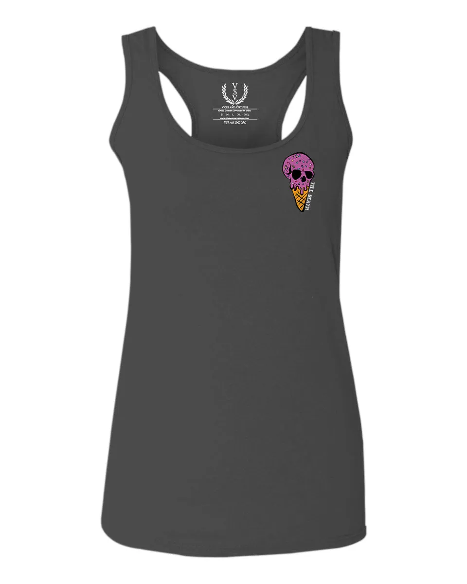 Candy Ice Cream Skull Summer Cool Graphic Till Death Obei Society  women's Tank Top sleeveless Racerback