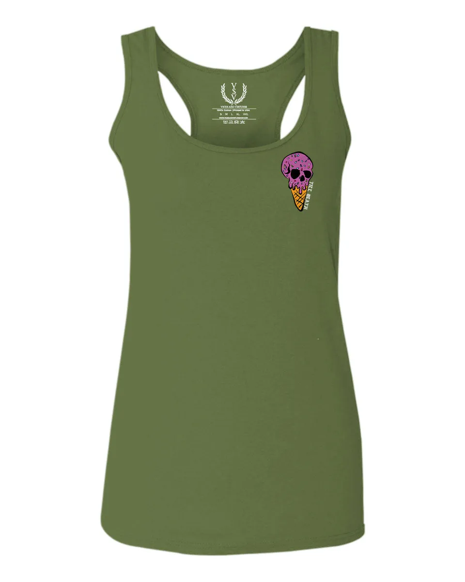 Candy Ice Cream Skull Summer Cool Graphic Till Death Obei Society  women's Tank Top sleeveless Racerback