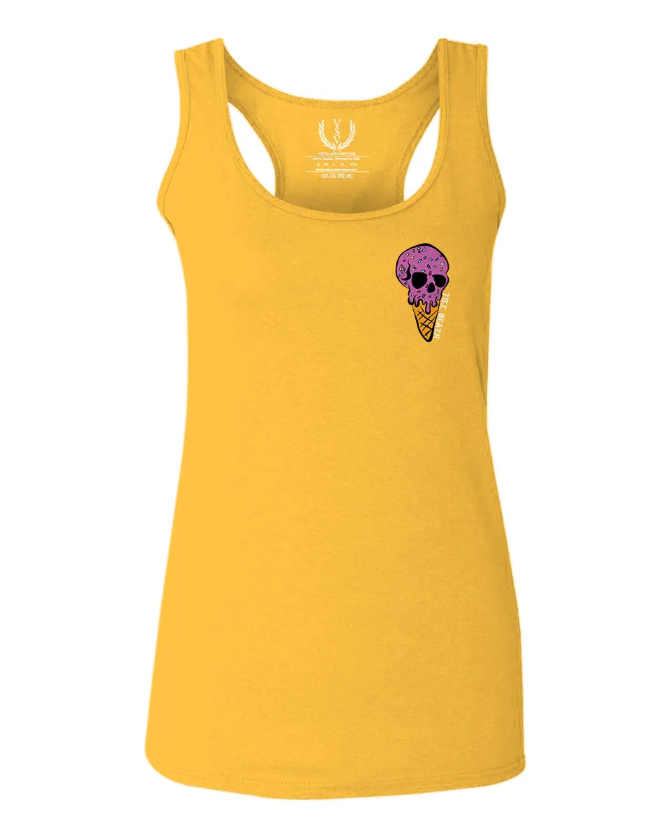 Candy Ice Cream Skull Summer Cool Graphic Till Death Obei Society  women's Tank Top sleeveless Racerback