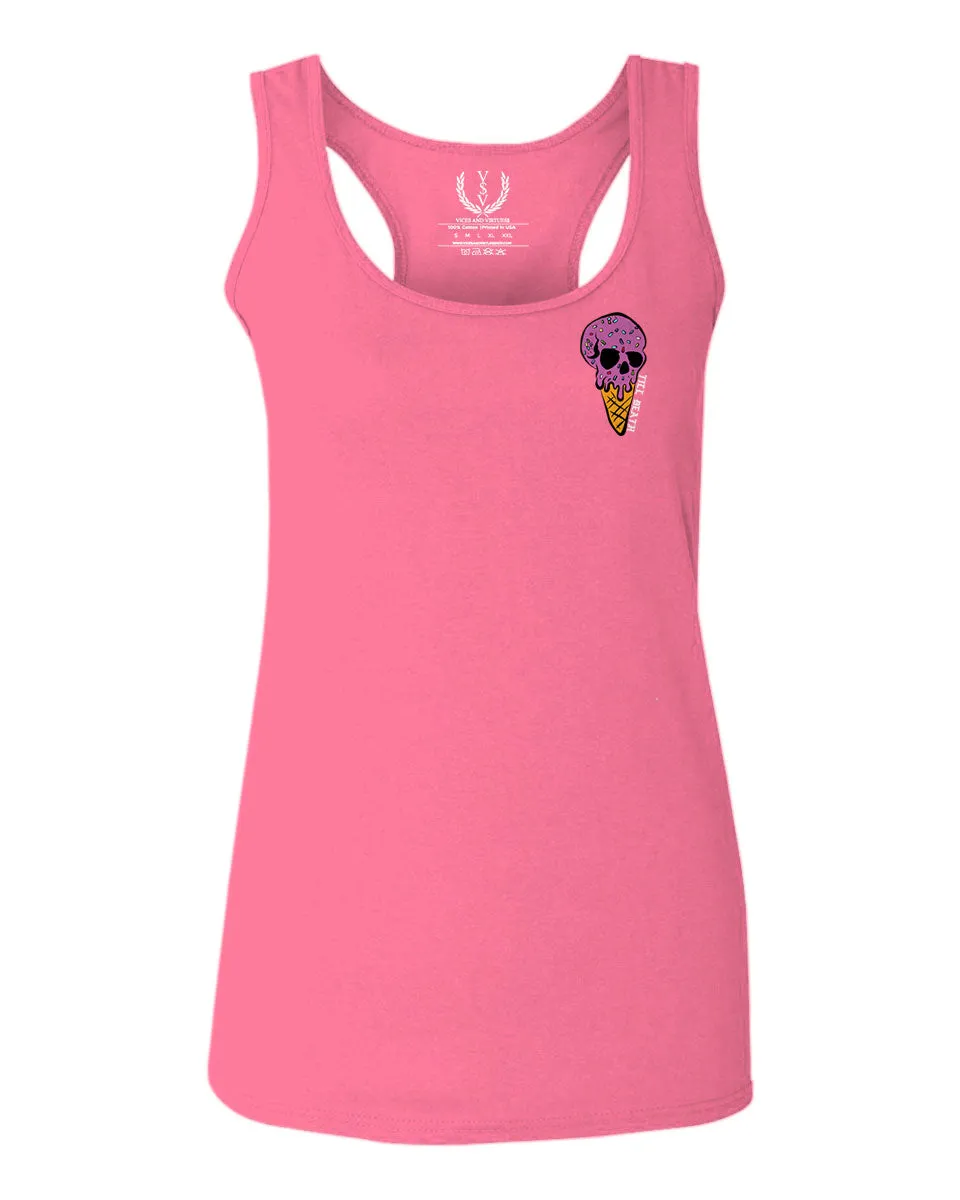 Candy Ice Cream Skull Summer Cool Graphic Till Death Obei Society  women's Tank Top sleeveless Racerback