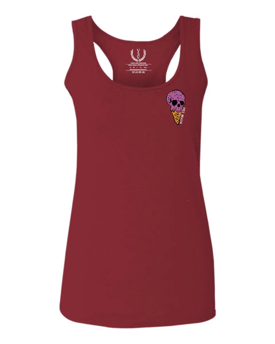 Candy Ice Cream Skull Summer Cool Graphic Till Death Obei Society  women's Tank Top sleeveless Racerback