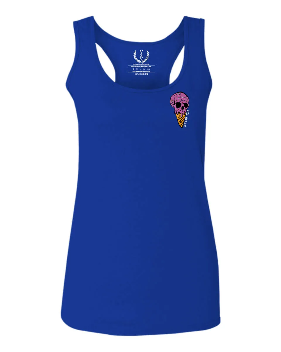 Candy Ice Cream Skull Summer Cool Graphic Till Death Obei Society  women's Tank Top sleeveless Racerback