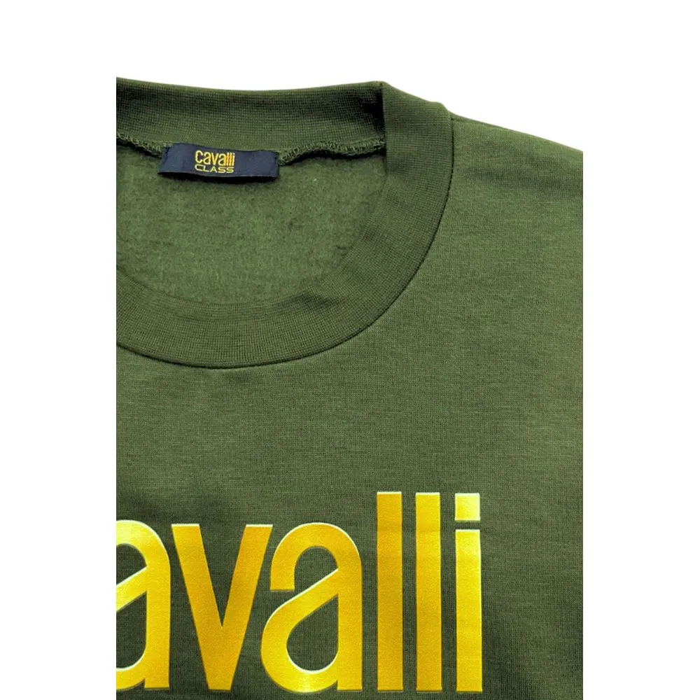 Cavalli Class Green Cotton Men Sweater