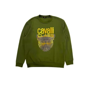 Cavalli Class Green Cotton Men Sweater