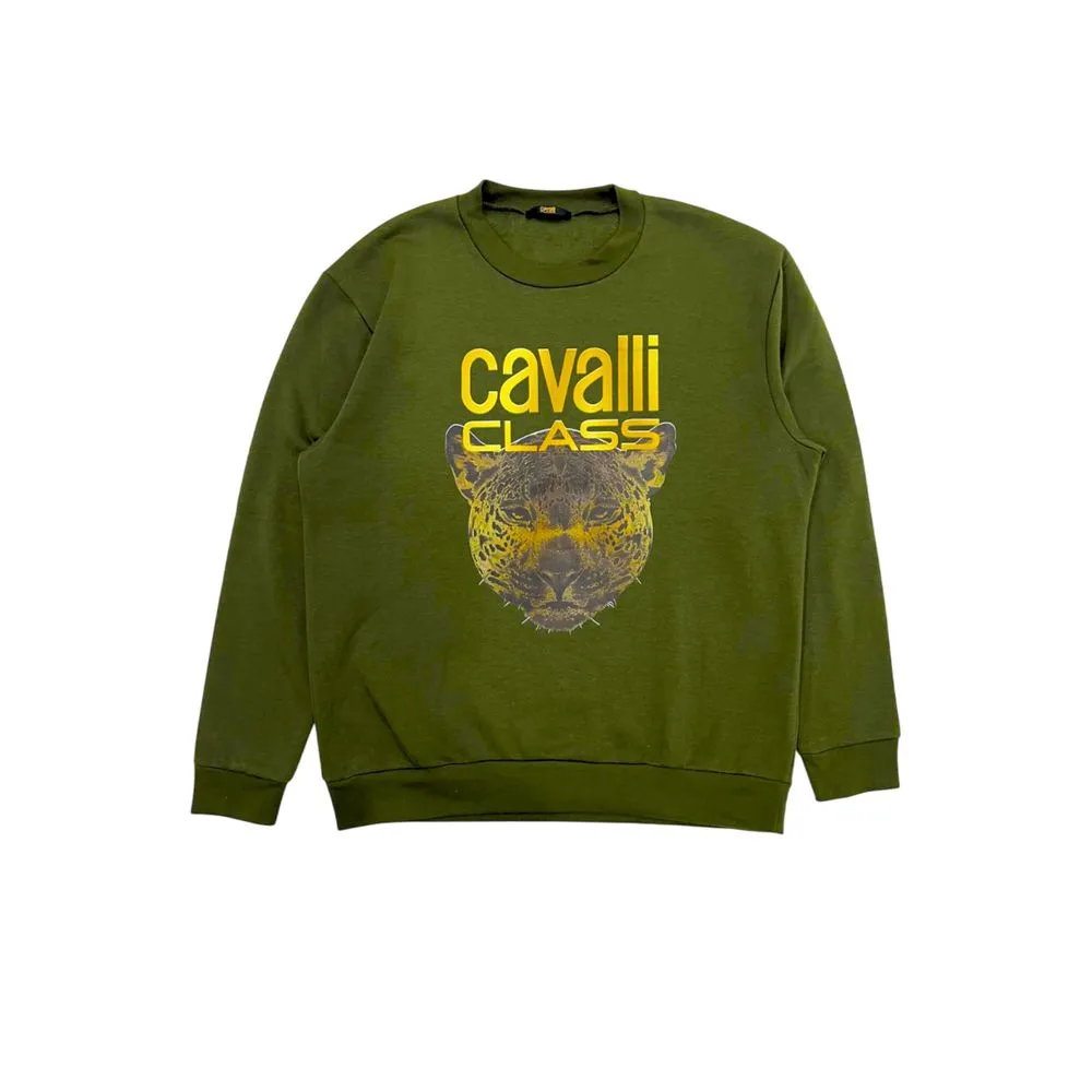 Cavalli Class Green Cotton Men Sweater