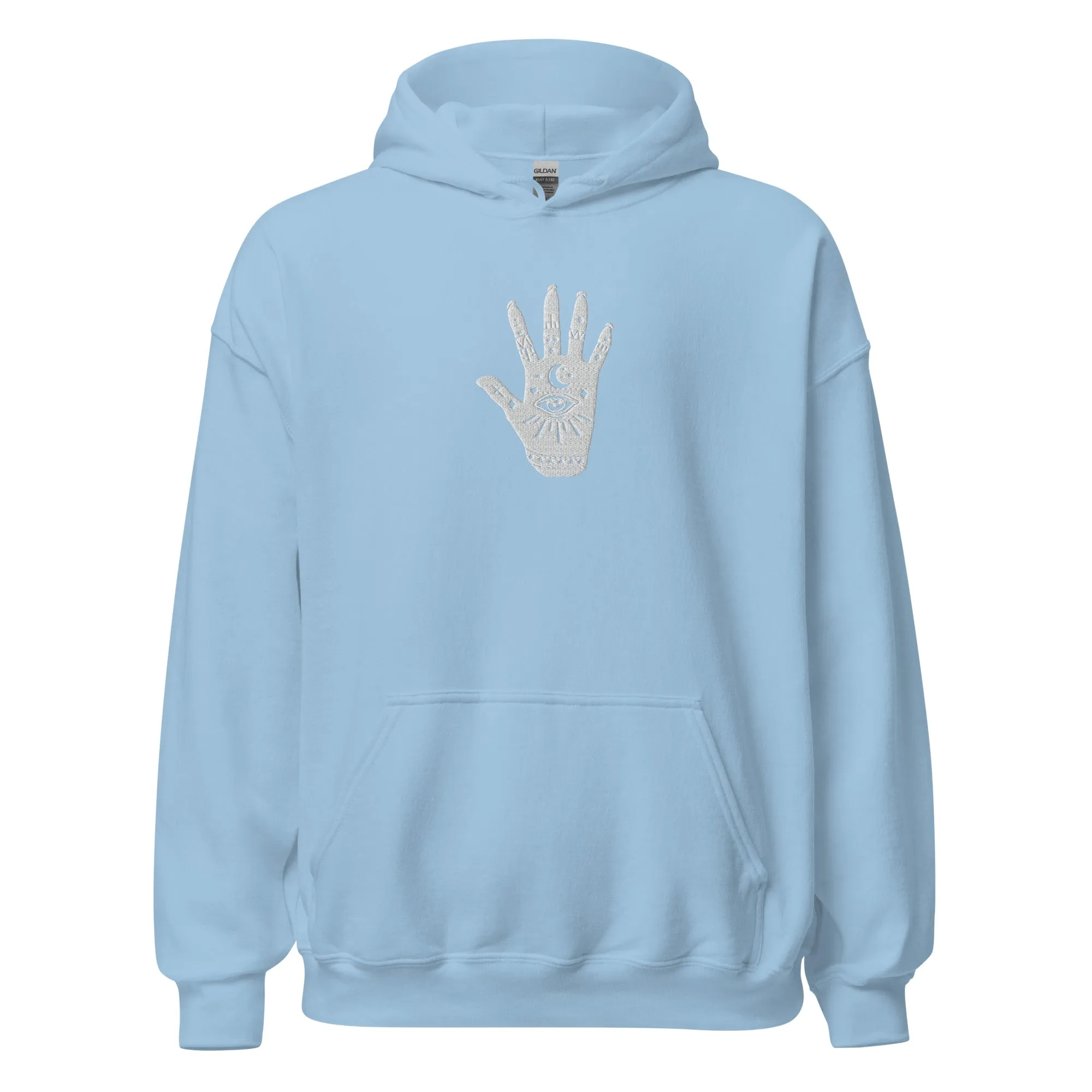 Celestial Hand Evil Eye Embroidered Hoodie