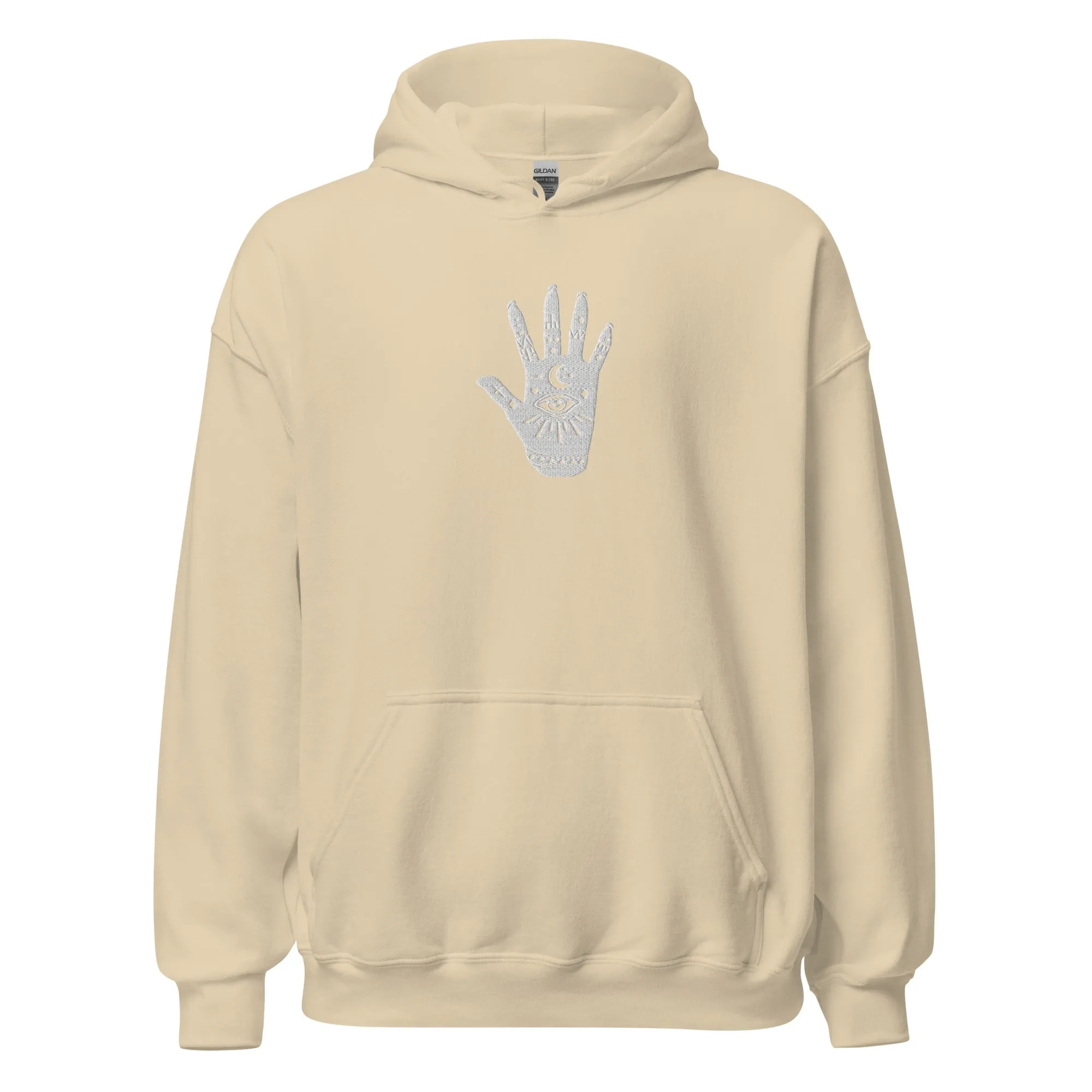 Celestial Hand Evil Eye Embroidered Hoodie