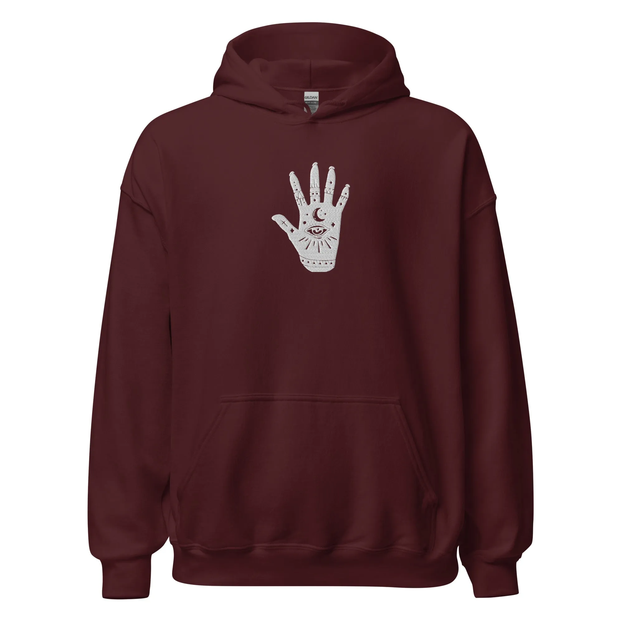 Celestial Hand Evil Eye Embroidered Hoodie