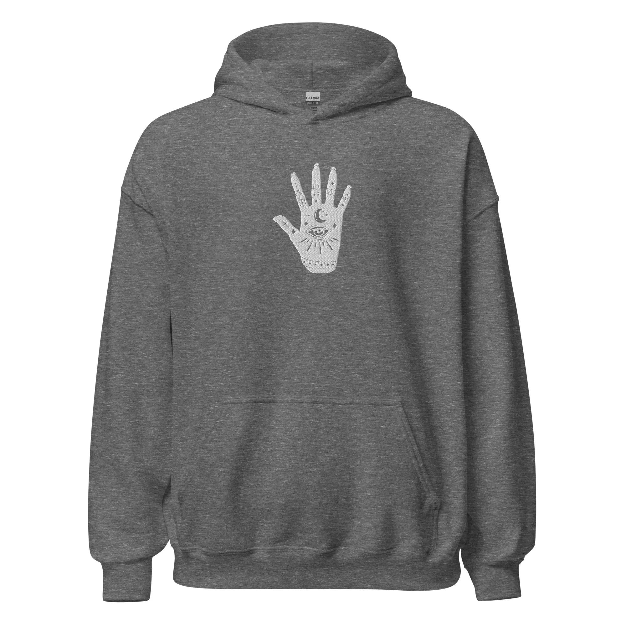 Celestial Hand Evil Eye Embroidered Hoodie