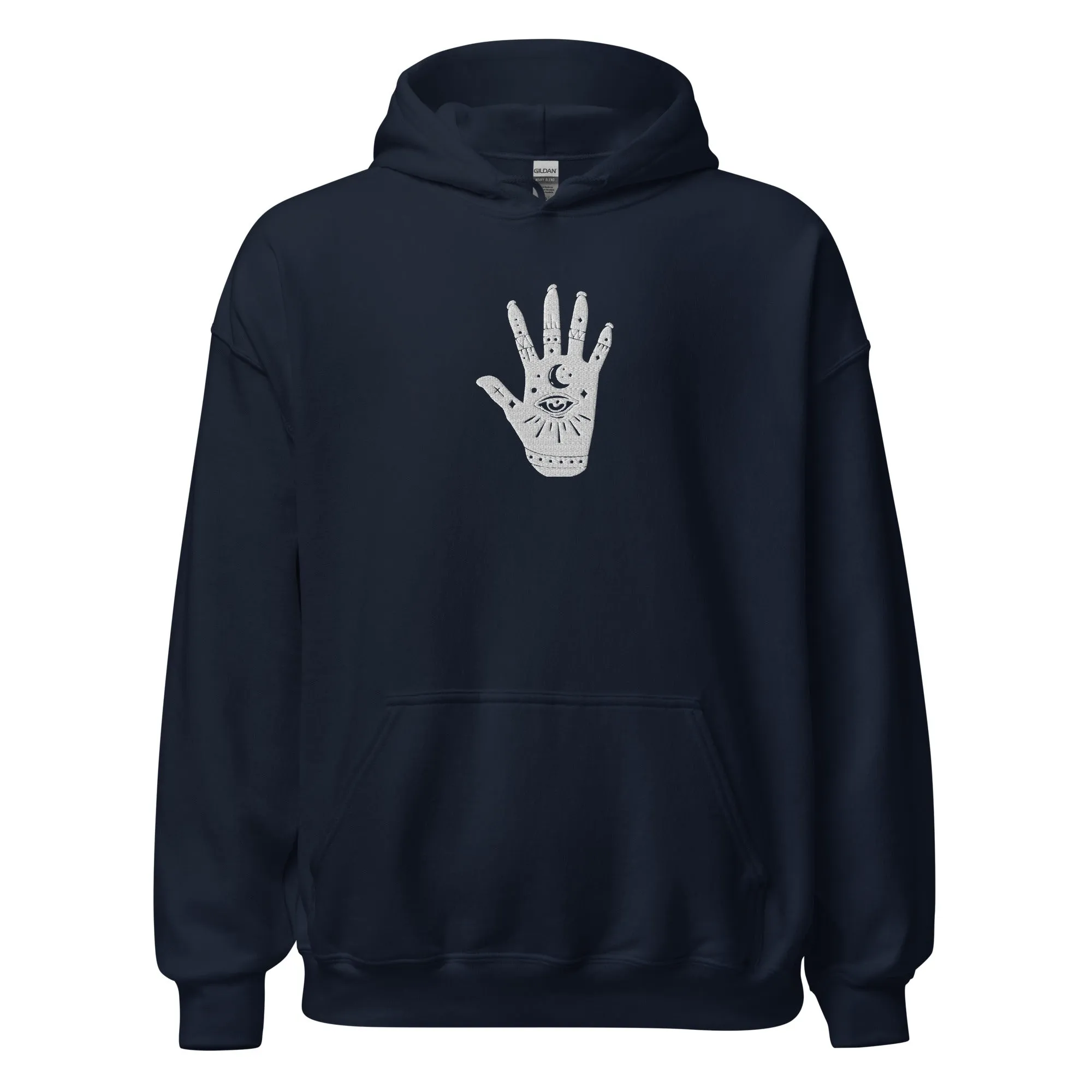 Celestial Hand Evil Eye Embroidered Hoodie