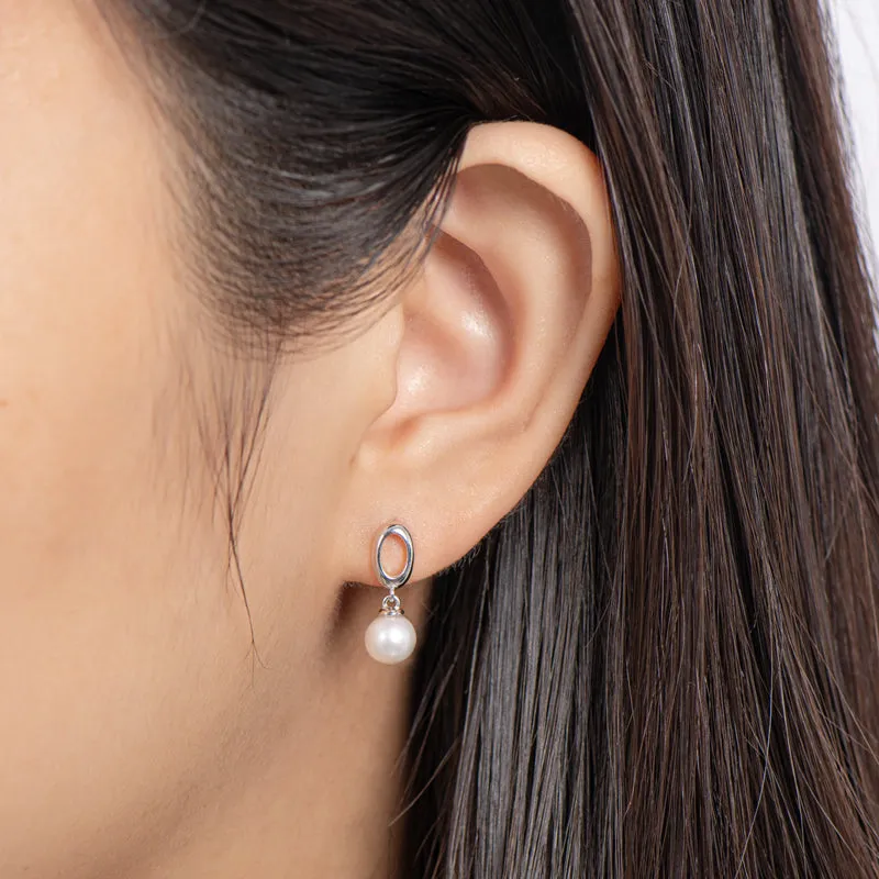 Circle Genuine Freshwater Pearl Hoop Earring