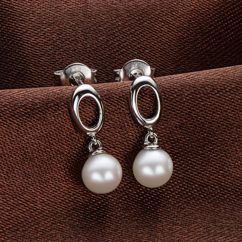 Circle Genuine Freshwater Pearl Hoop Earring