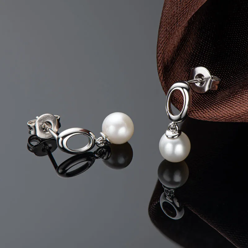 Circle Genuine Freshwater Pearl Hoop Earring