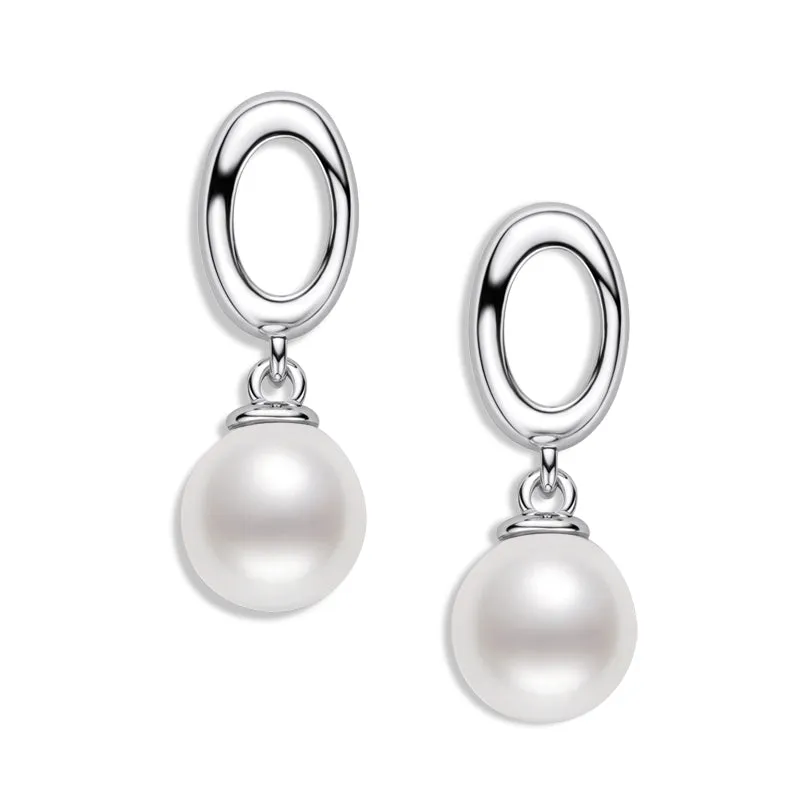 Circle Genuine Freshwater Pearl Hoop Earring