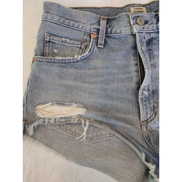Citizens of Humanity Danielle Cut Off Denim Shorts 27 Light Wash Distressed High