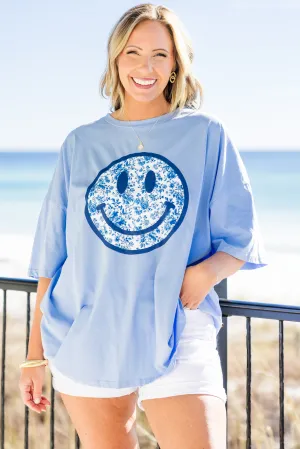 Coastal Smiles Boyfriend Tee, Spring Blue
