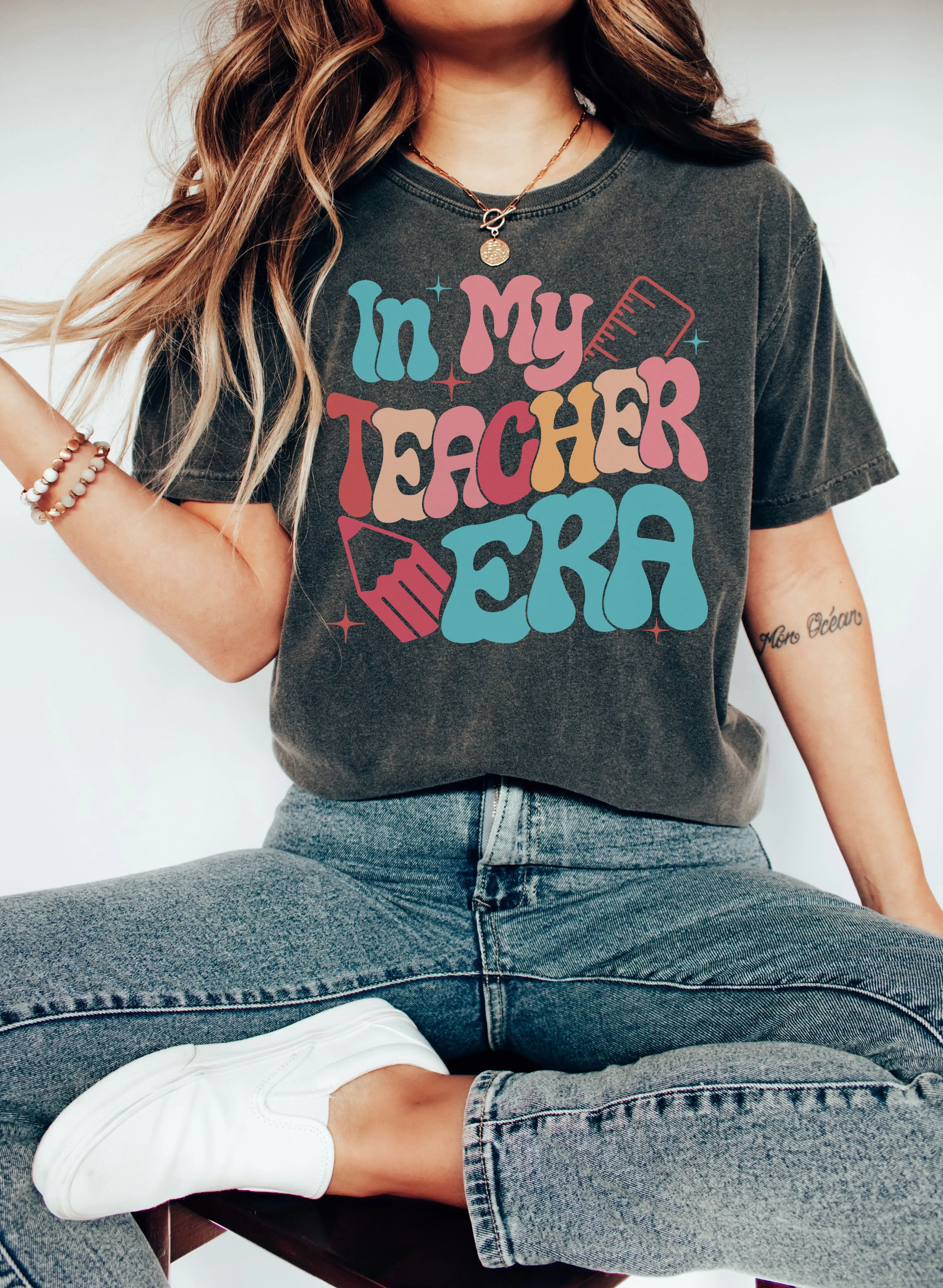 Comfort Colors Pepper or Bella Canvas Dark Gray In My Teacher Era Tee/ Back To School Shirts