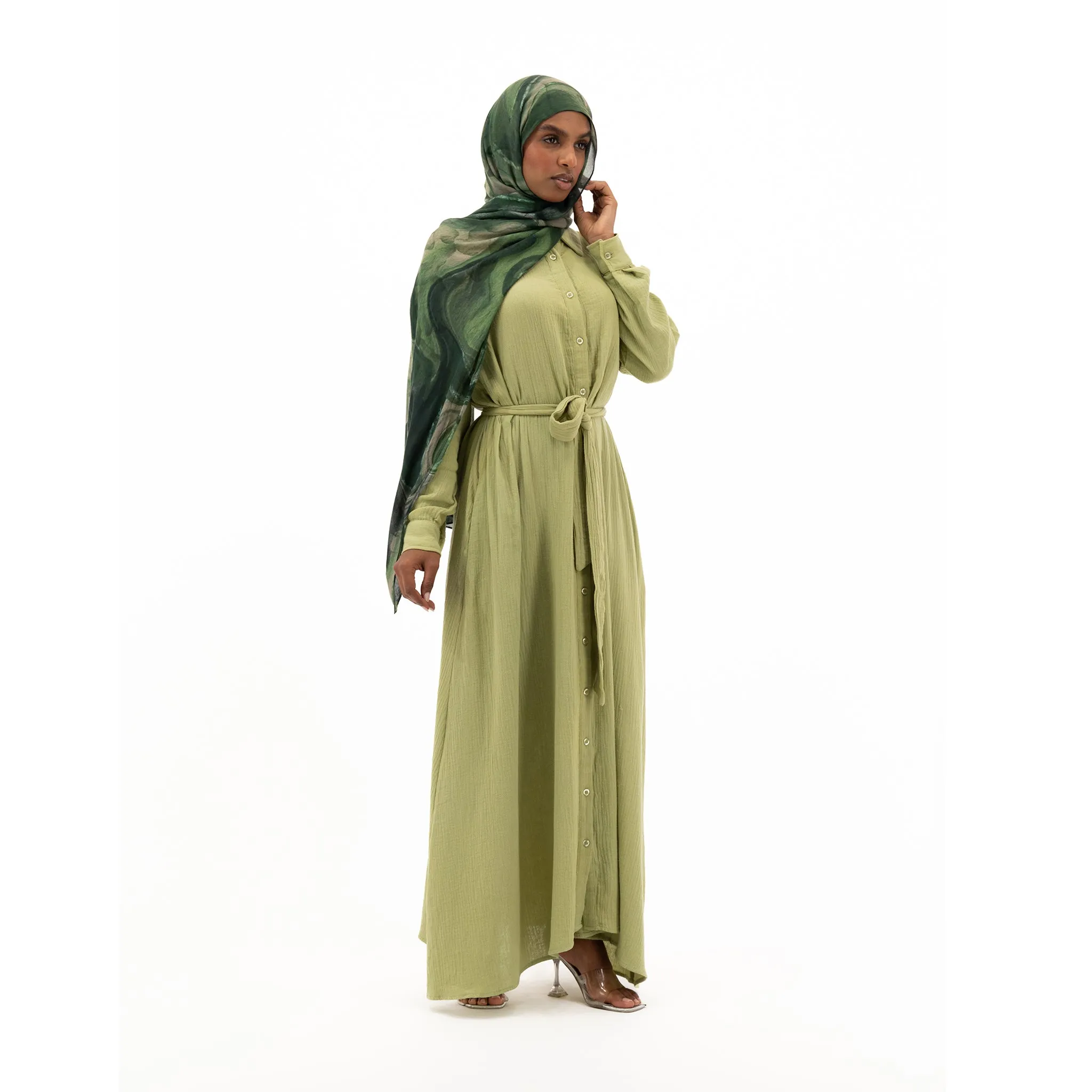 Cotton Maxi Dress - Pastel Green
